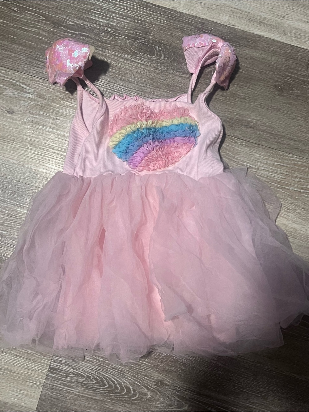 Lola + the boys size 2 Pink Rainbow sequin Tulle Kids Dress
